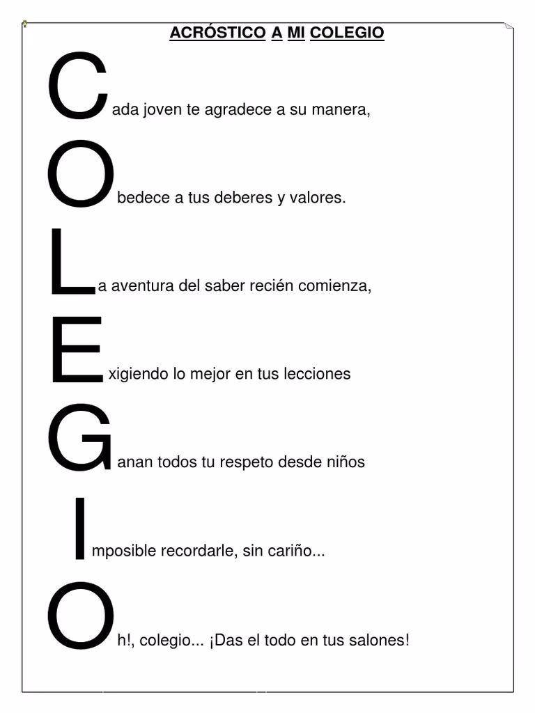 ¿Qué es un acróstico de un colegio?