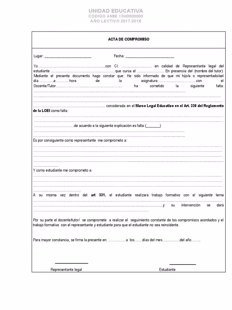 ¿Qué es un acta de compromiso y para qué sirve?