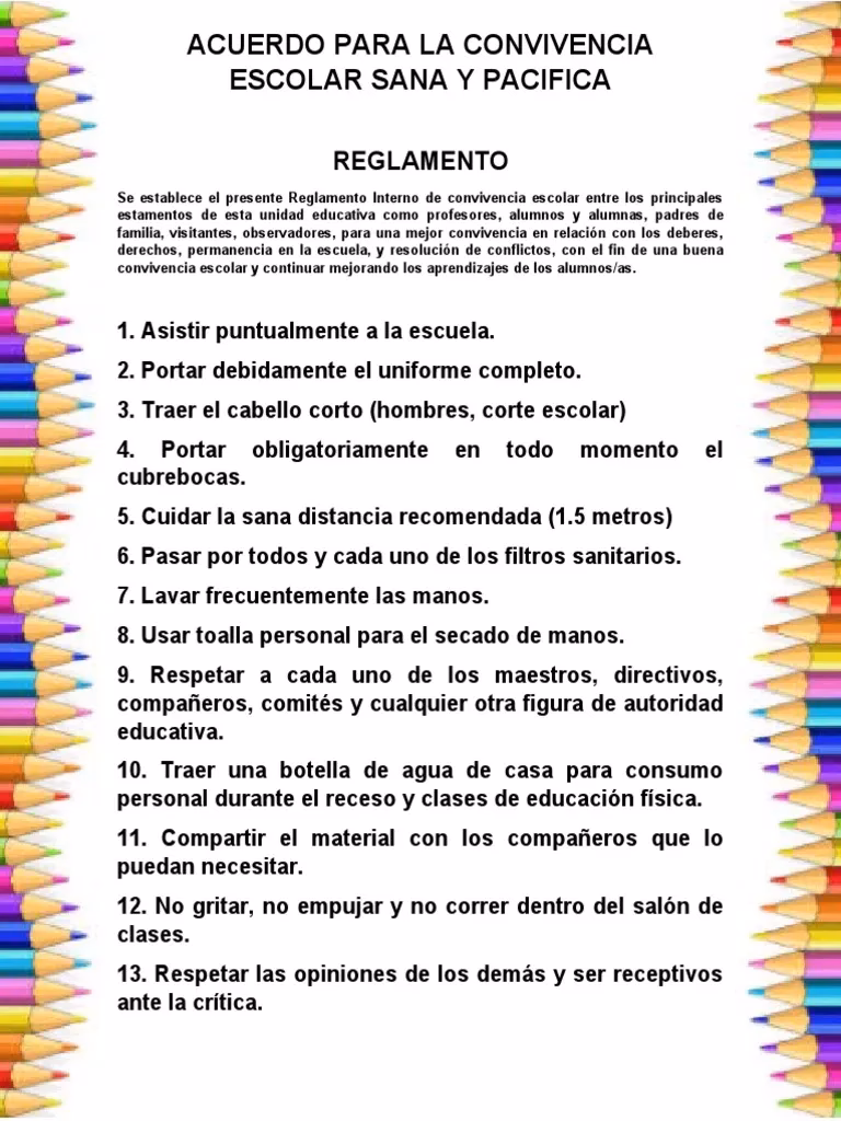 ¿Cuáles son las normas de convivencia en la escuela primaria?