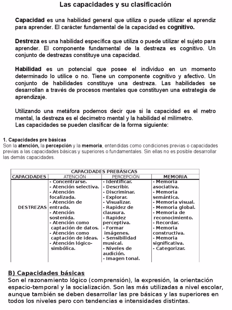 ¿Cuáles son las 4 capacidades fundamentales?
