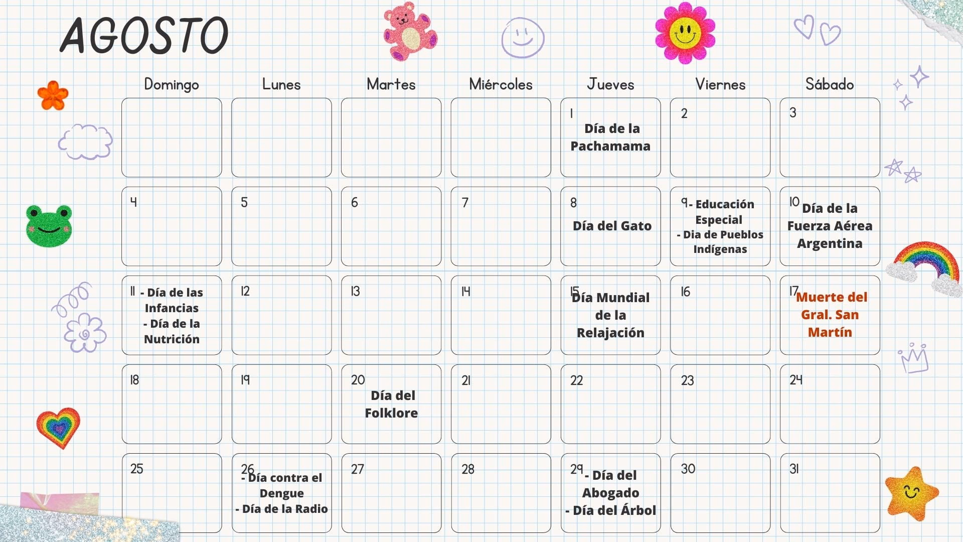 ¿Qué efemérides se conmemoran durante el mes de agosto en Argentina?