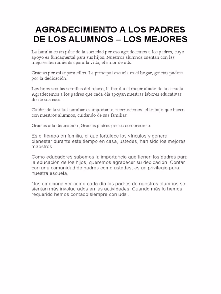 ¿Cómo escribir una carta de agradecimiento para un colegio a los padres?