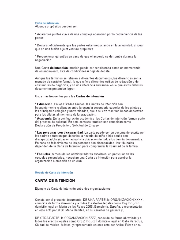 ¿Qué es una carta de intención escolar?