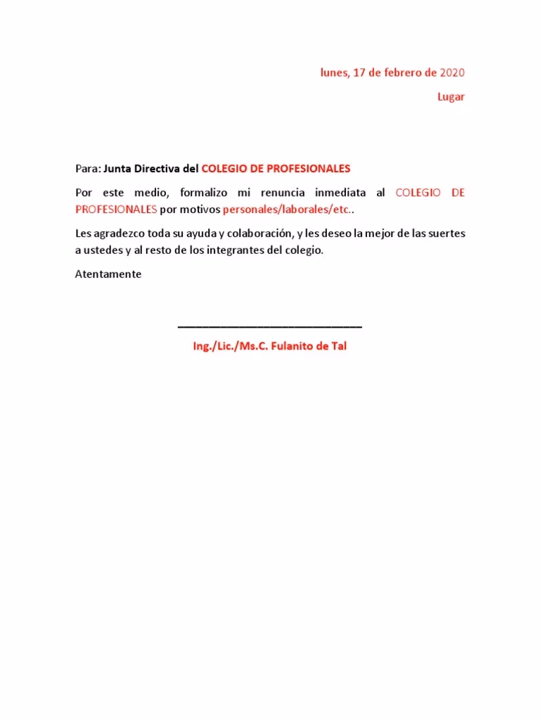 ¿Cómo redactar una renuncia a un colegio?