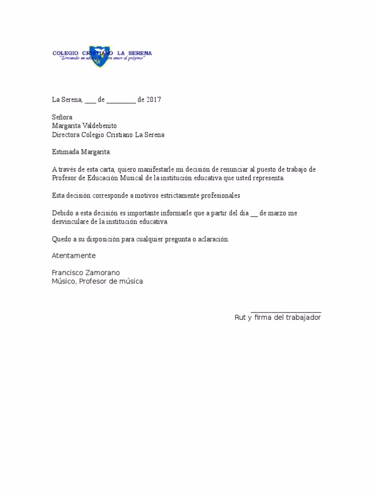 ¿Cómo redactar una renuncia a un colegio?