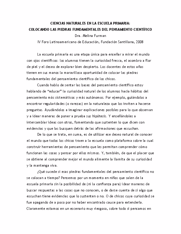 ¿Qué propone Melina Furman?