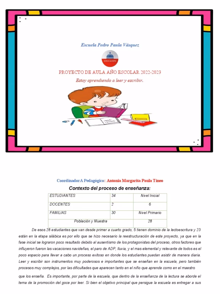 ¿Cuáles son los objetivos de un proyecto de alfabetización?