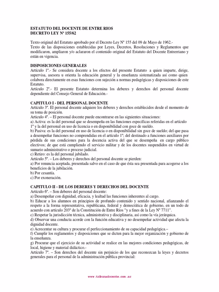 ¿Qué establece el Artículo 72 del Estatuto docente?