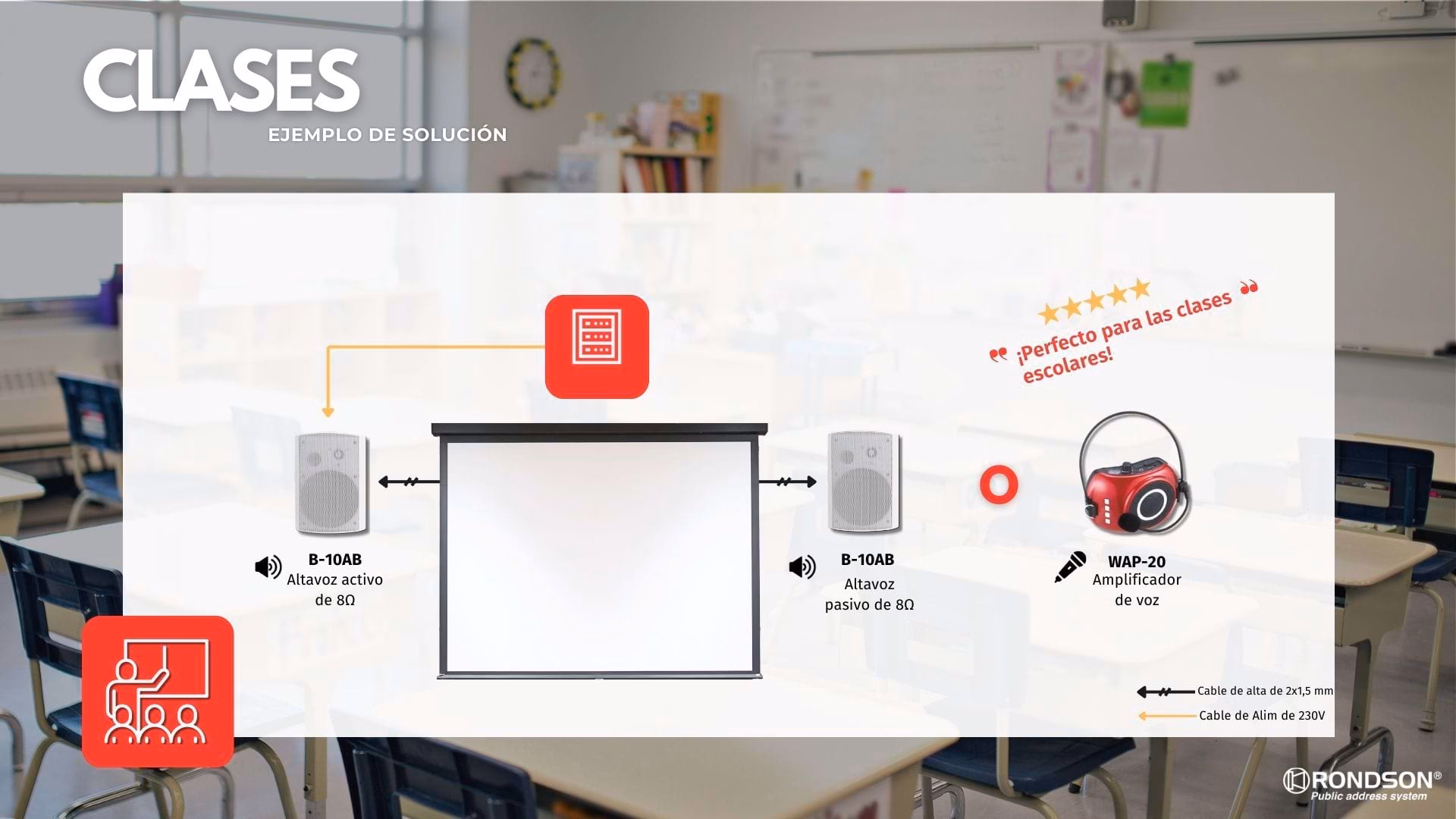 ¿Cómo se llama el sistema de altavoces en las escuelas?