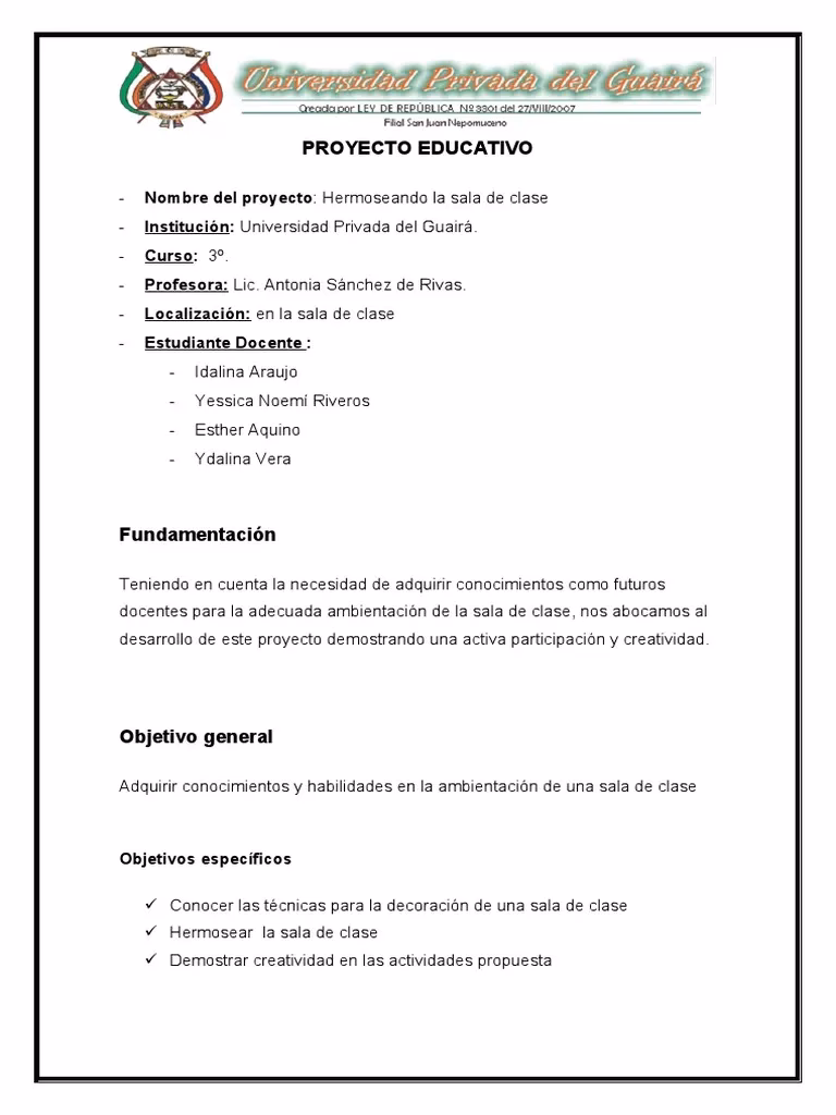 ¿Qué debe tener un proyecto aulico?