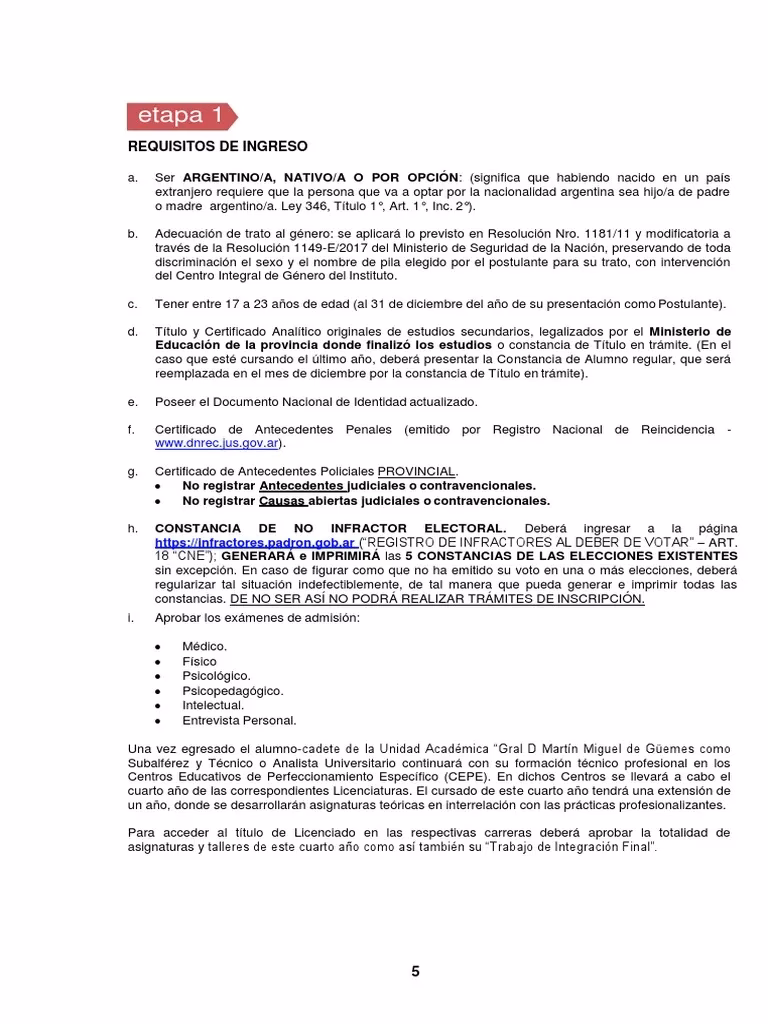 ¿Qué materias se rinden para ingresar a Gendarmería?