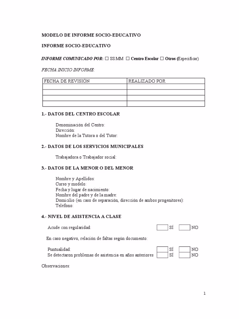 ¿Qué información debe contener un informe socioeducativo?