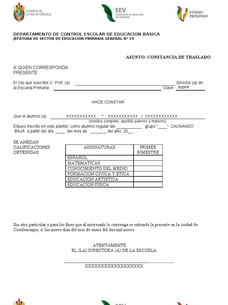 ¿Qué es una constancia de traslado?