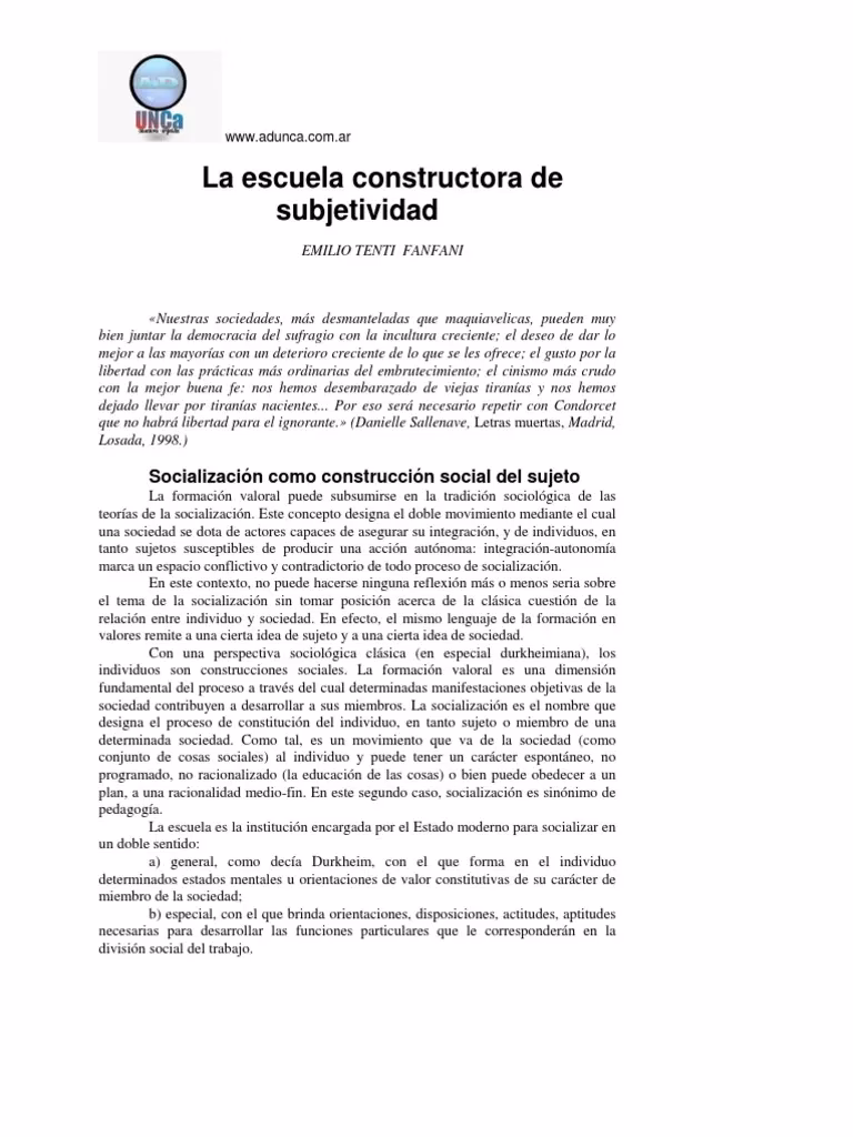 ¿Cómo se lleva a cabo el proceso de construcción de la subjetividad?