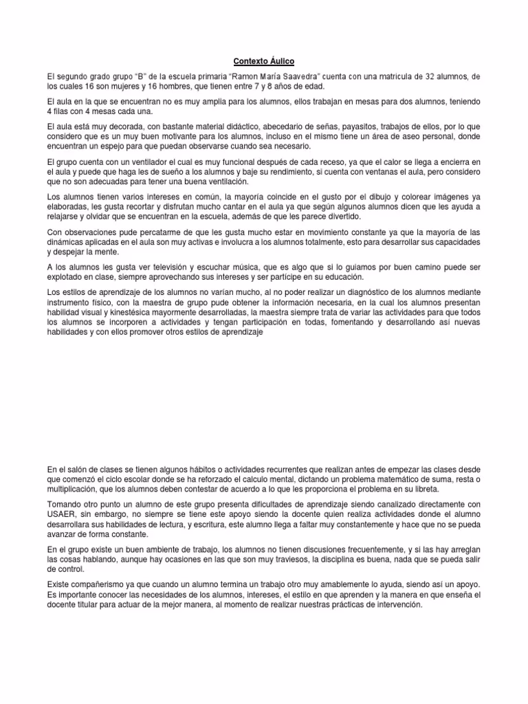 ¿Cómo describir el espacio aulico?