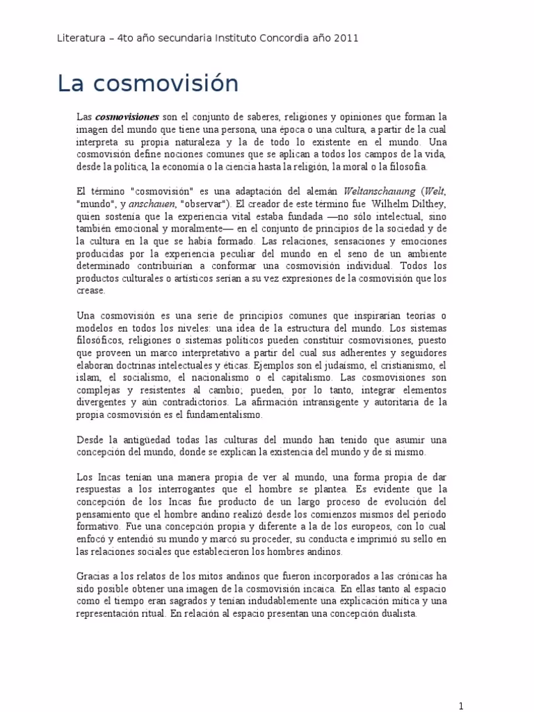 ¿Qué es la cosmovisión mitológica?
