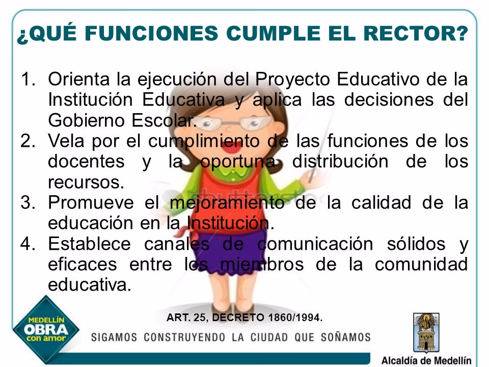 ¿Cuáles son las funciones del director o Rector?