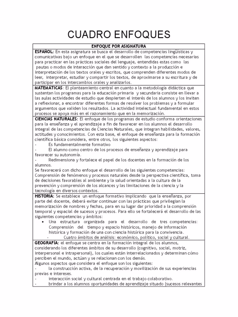 ¿Qué son los enfoques en Educación Primaria?