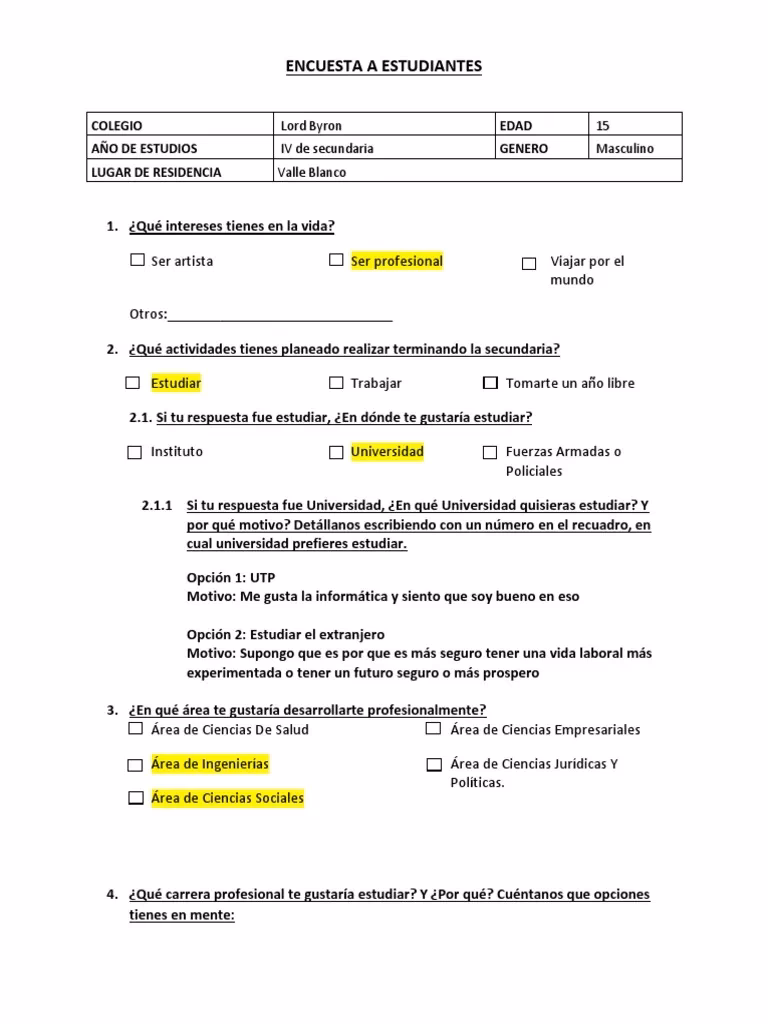 ¿Cuáles son buenas preguntas para una encuesta de escuela secundaria?