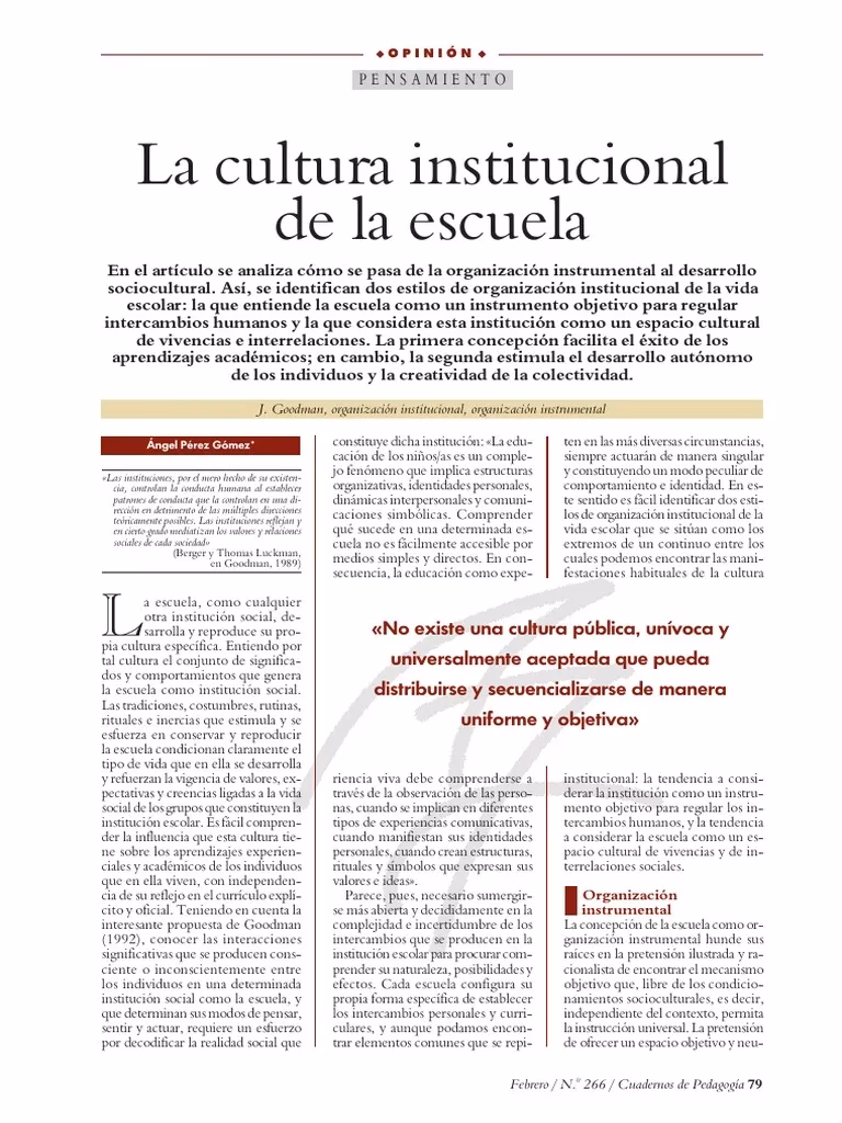 ¿Qué es la cultura institucional de una escuela?