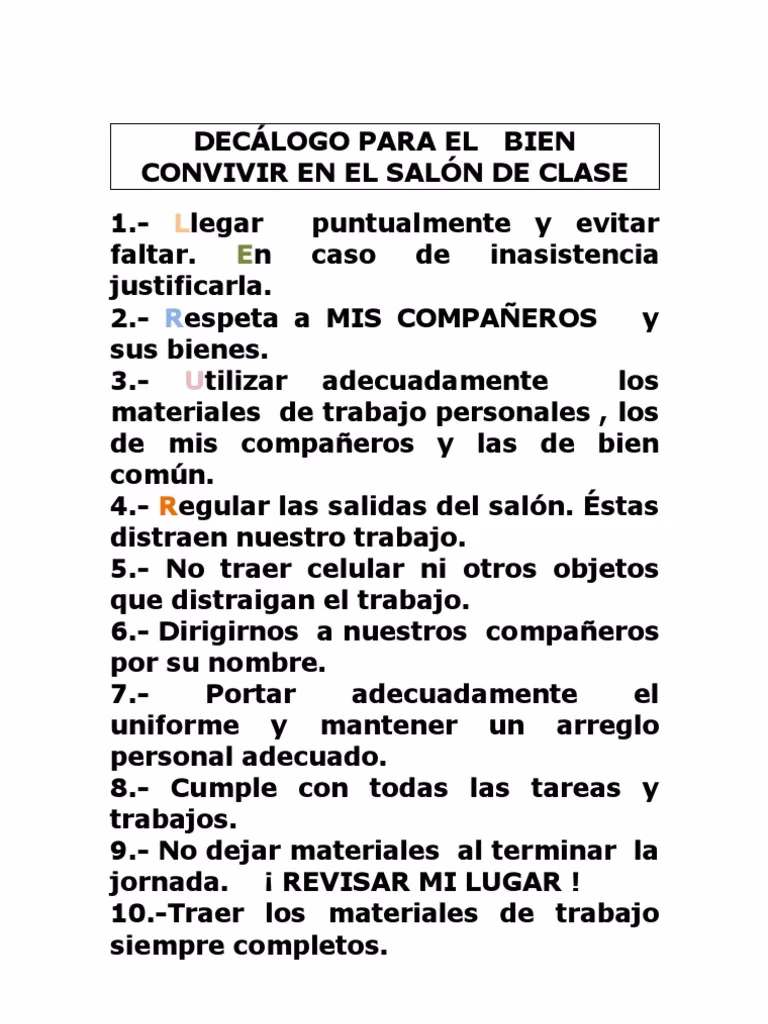 ¿Qué es un decálogo de 10 reglas?