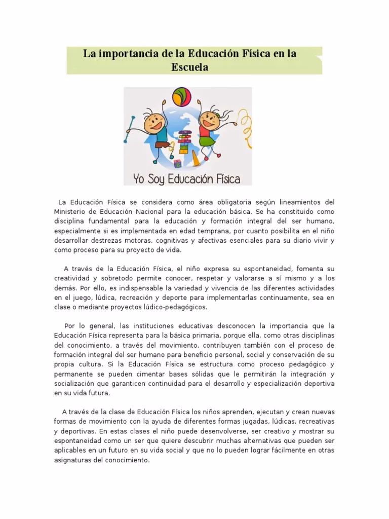 ¿Qué es la educación física en la escuela primaria?