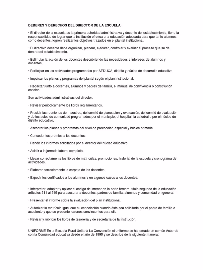 ¿Cuáles son los derechos del personal directivo?