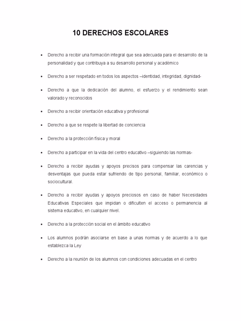 ¿Cuáles son los derechos de un estudiante?