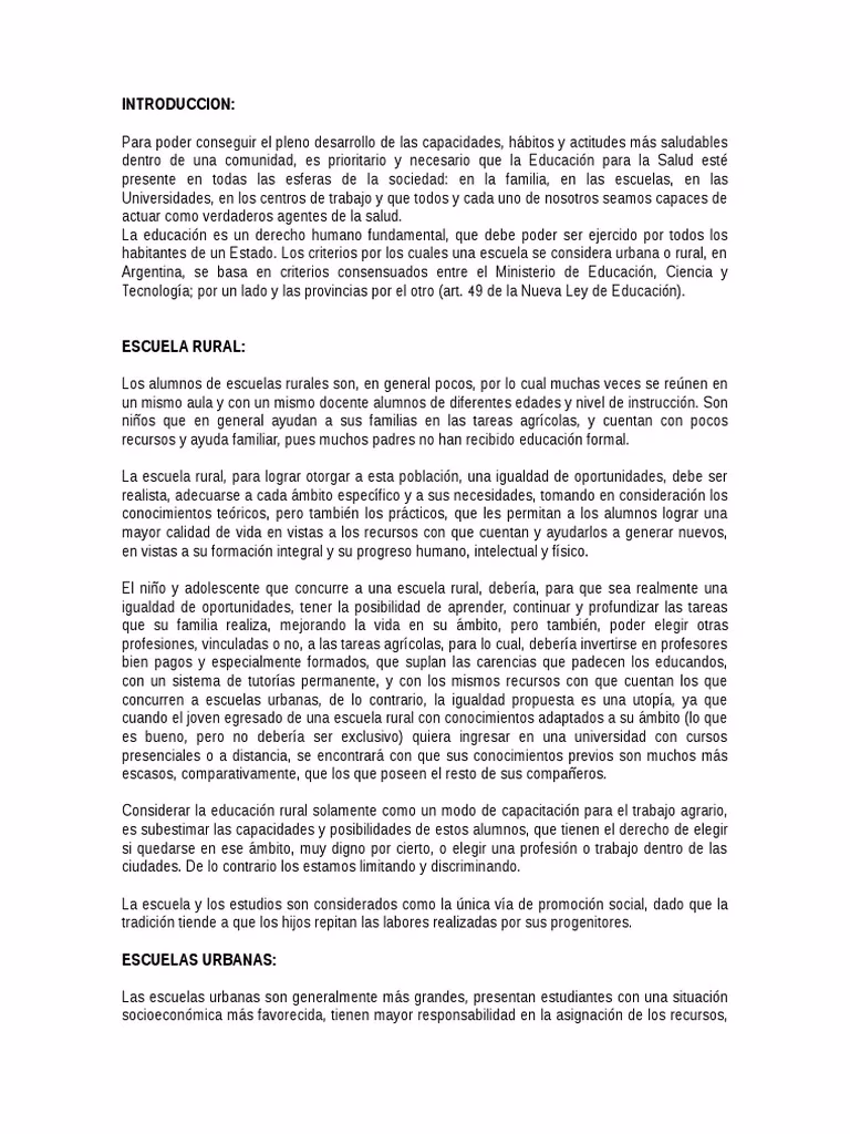 ¿Cuáles son las características principales de las escuelas urbanas?