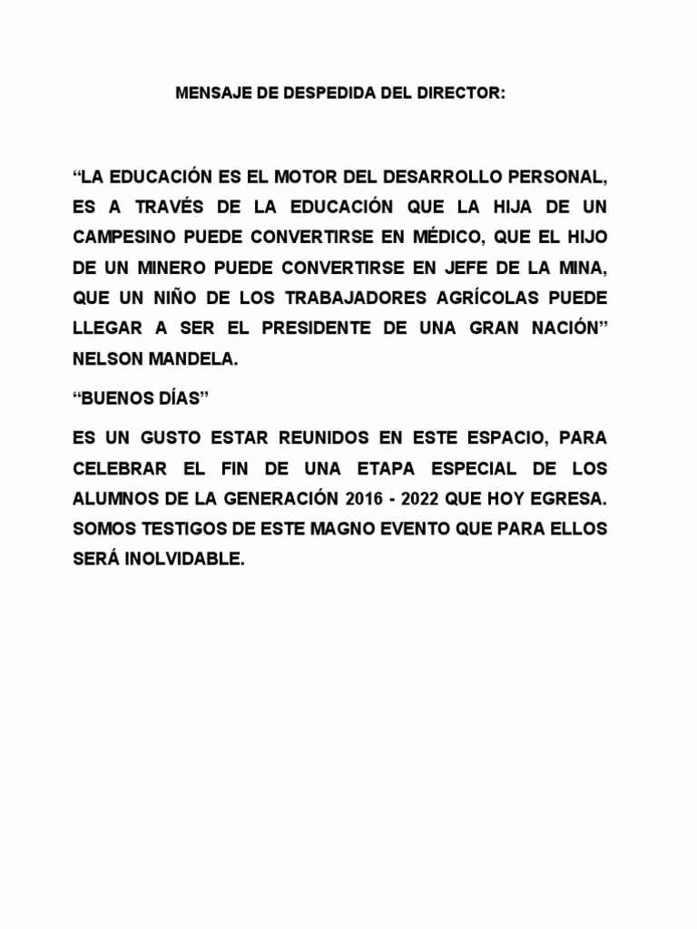 ¿Qué dices en la despedida del director?
