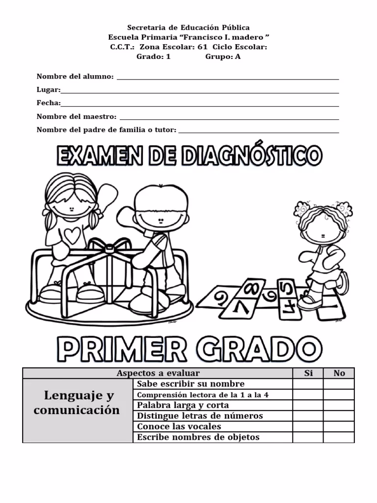 ¿Qué es la evaluación diagnóstica en 1er grado?