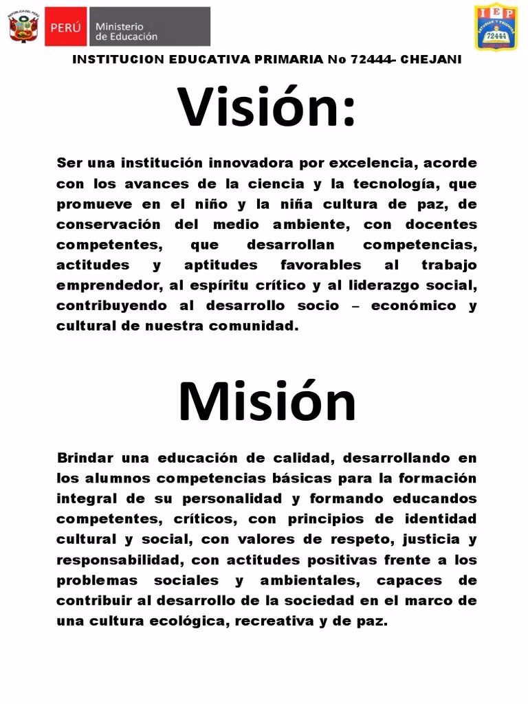 ¿Cuál es la diferencia entre una misión y una visión en educación?
