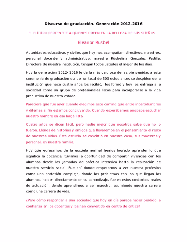 ¿Qué debo decir en mi discurso de graduación de la escuela secundaria?