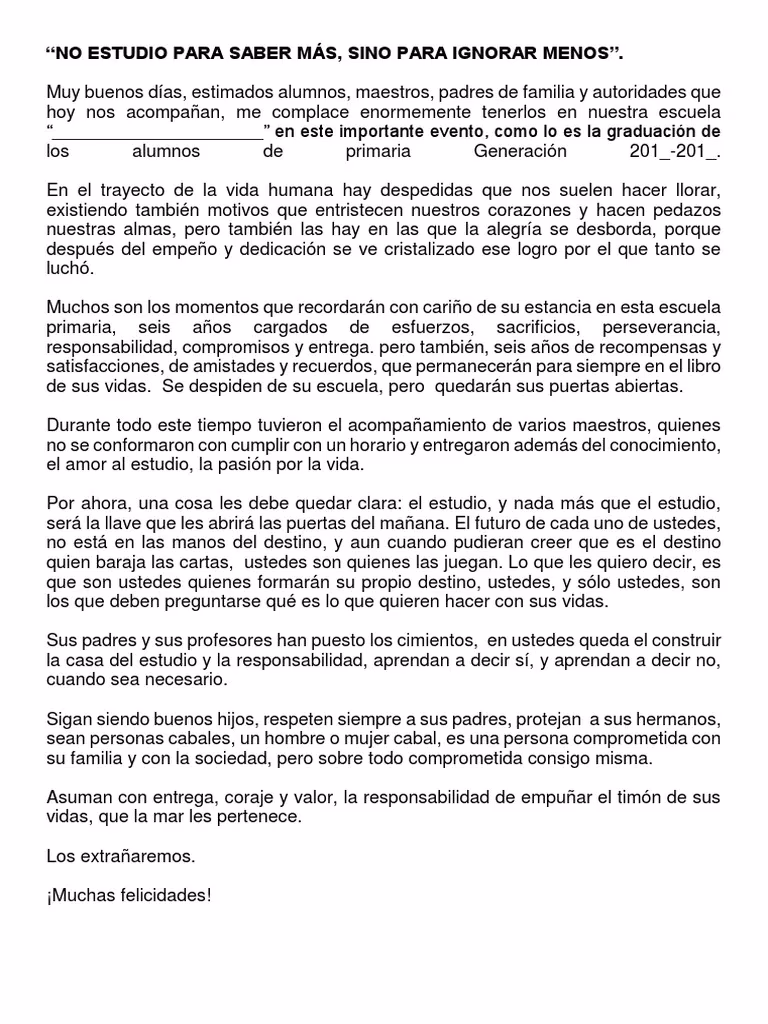 ¿Qué dice el director en la graduación?