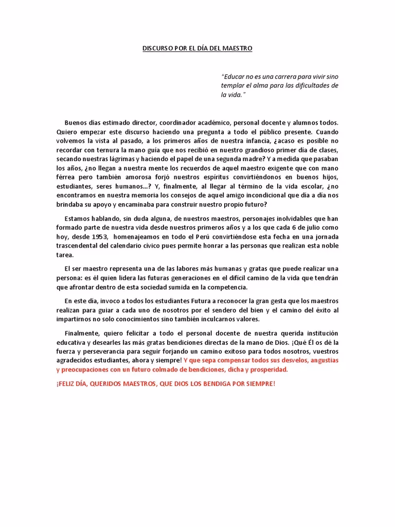 ¿Cuál es el mejor discurso del director para el Día del Maestro?