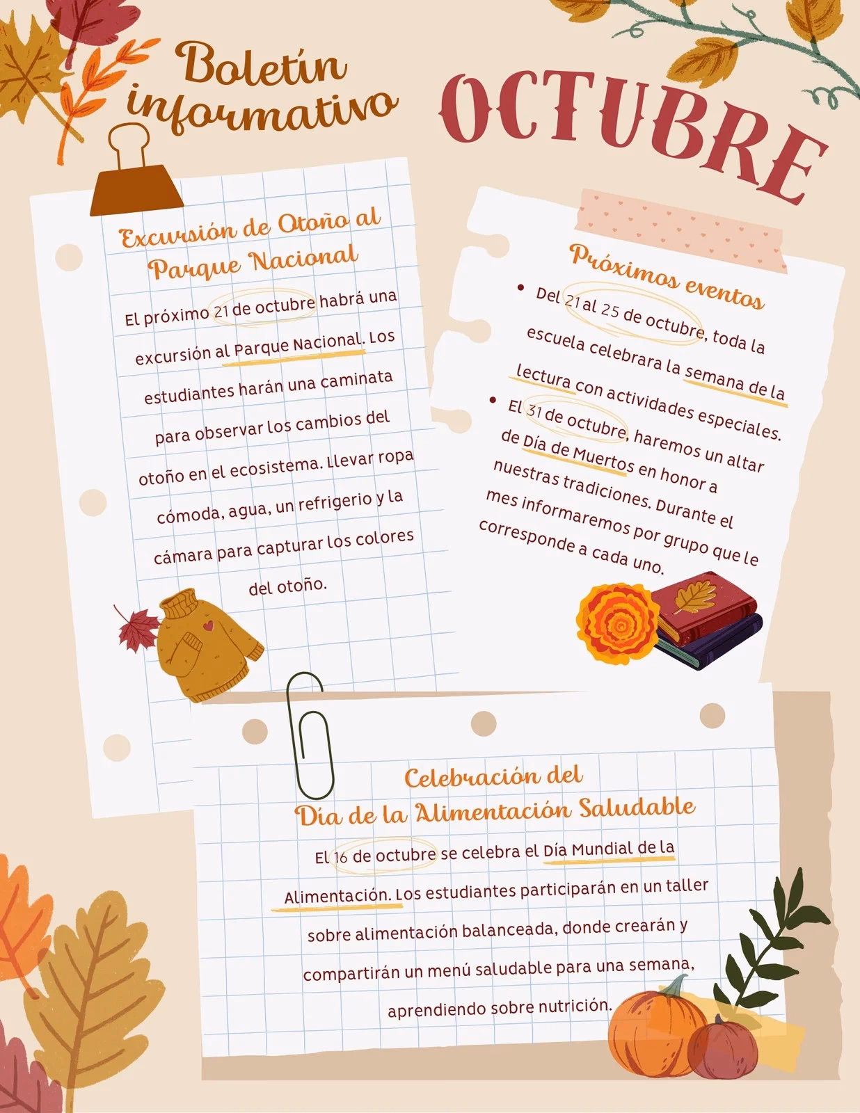 ¿Cómo se presenta la información de un boletín?