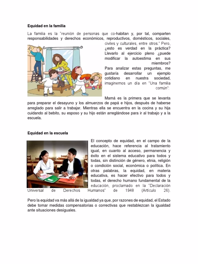 ¿Qué es la equidad y 3 ejemplos?