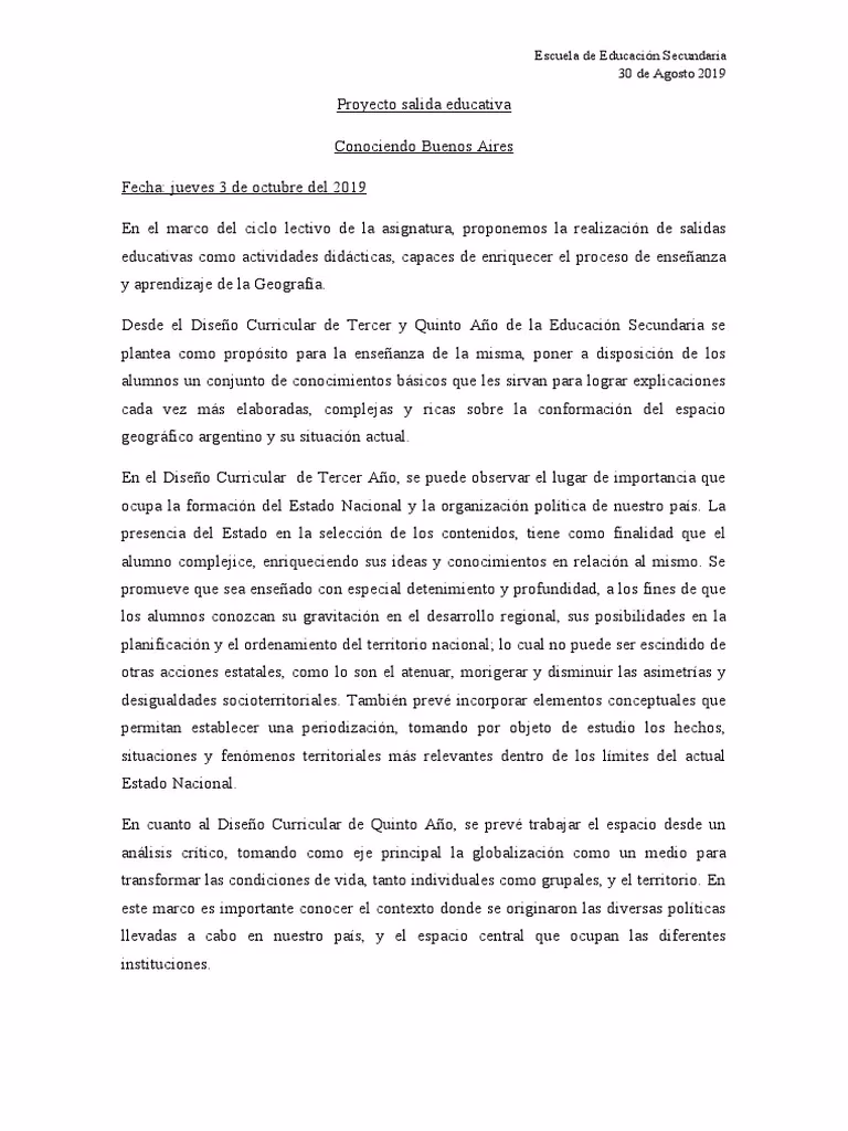 ¿Cuál es el objetivo de una salida educativa?