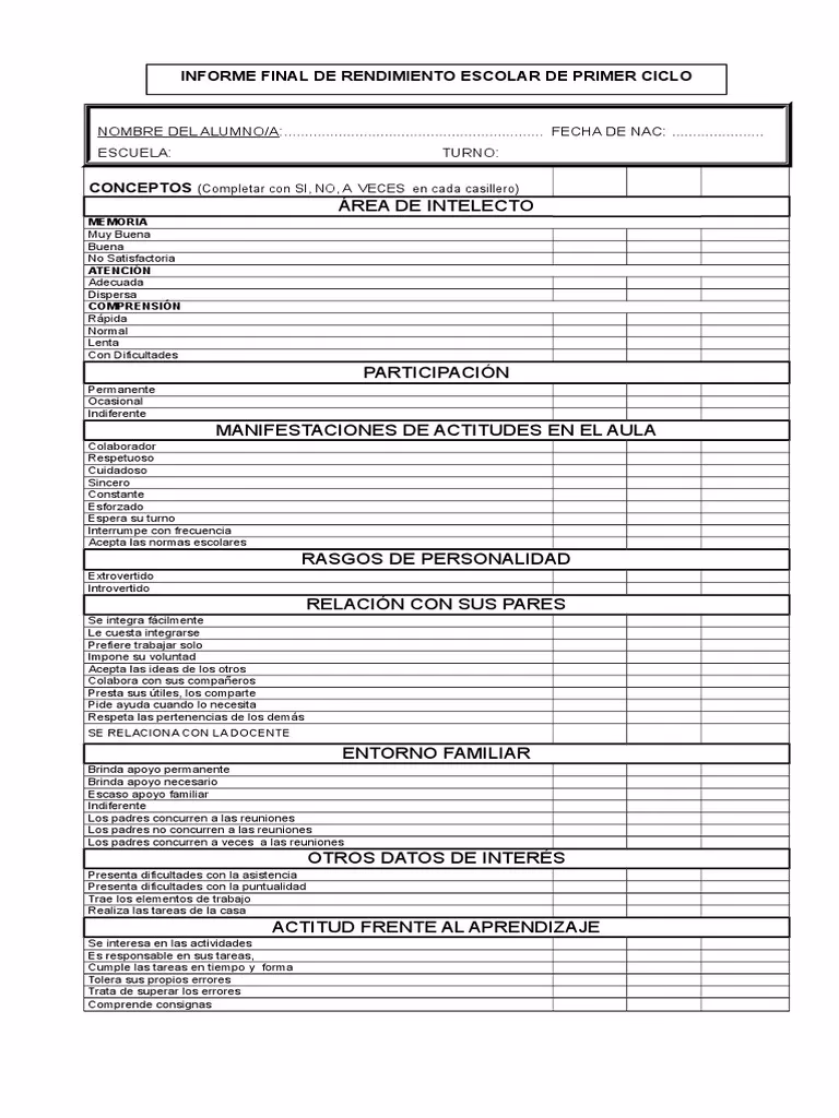 ¿Cómo describir el rendimiento escolar?