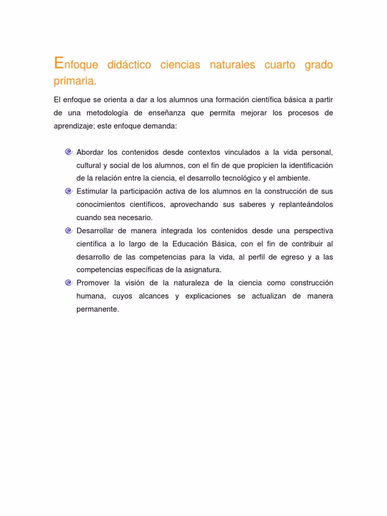 ¿Cuál es el enfoque de la enseñanza de las ciencias naturales en la educación primaria?