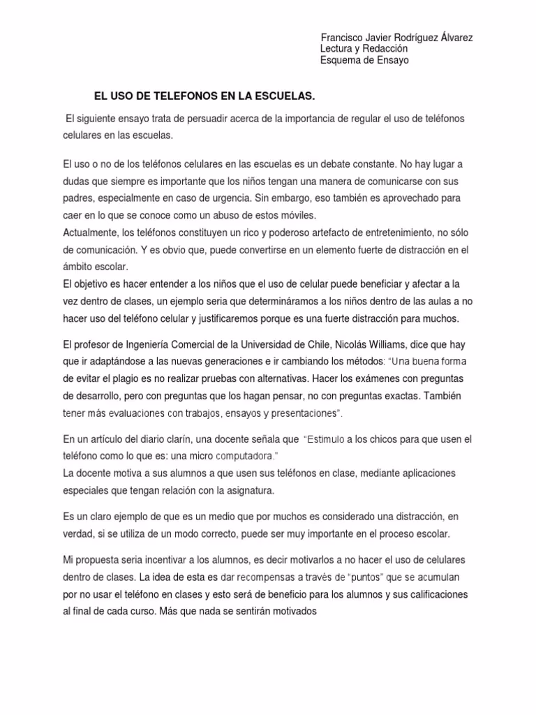 ¿Por qué deberíamos usar teléfonos en el ensayo escolar?