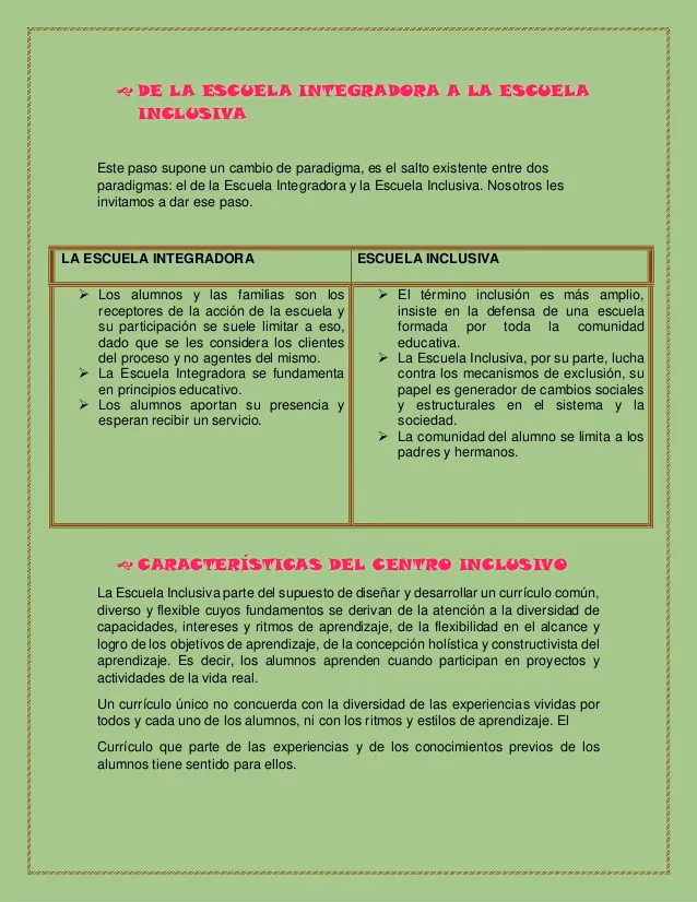 ¿Qué características debe tener una escuela inclusiva?