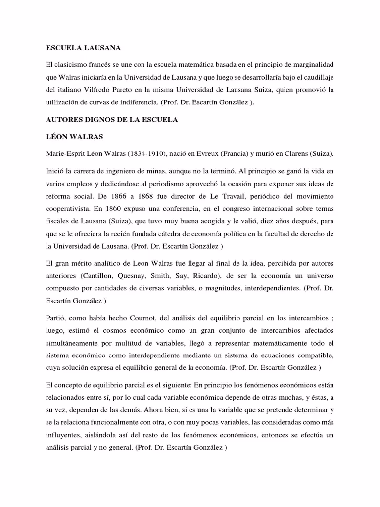 ¿Quiénes son los dos estudiantes más famosos de la escuela de pensamiento neoclásica de la Escuela de Lausana?