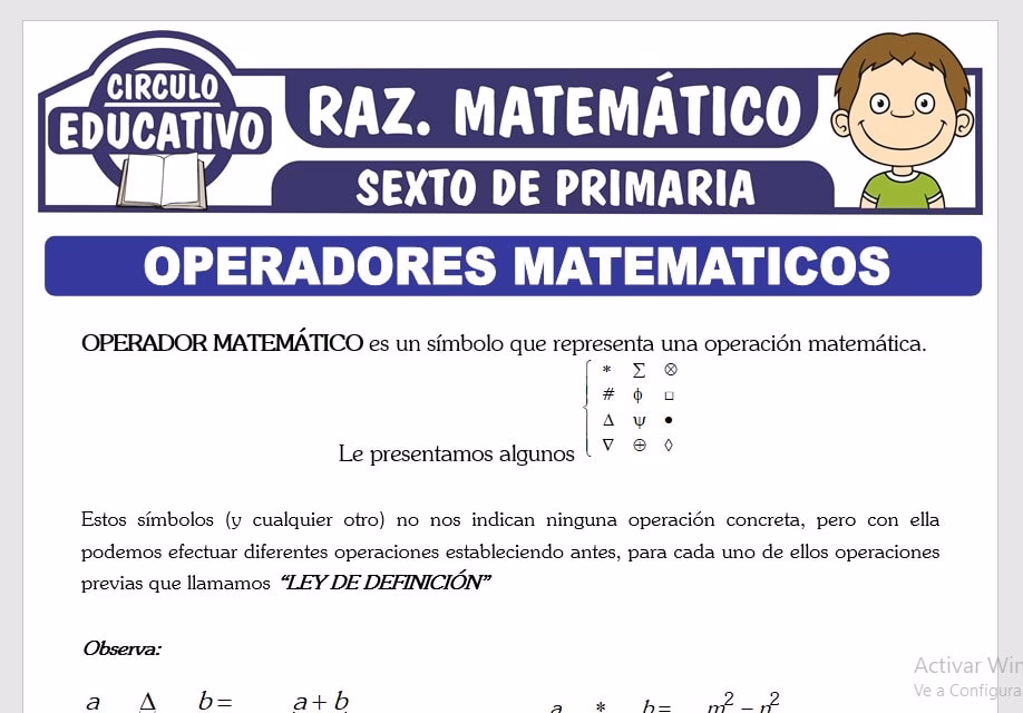 ¿Qué son los operadores matemáticos para niños de primaria?