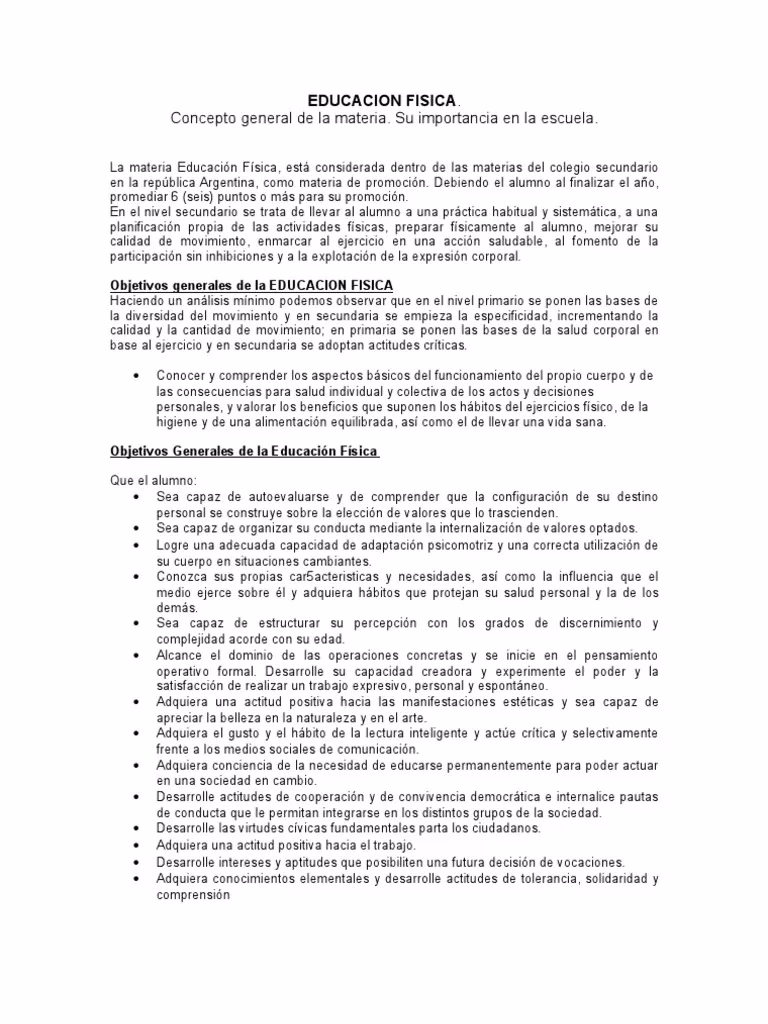 ¿Cuáles son los objetivos de las clases de educación física?