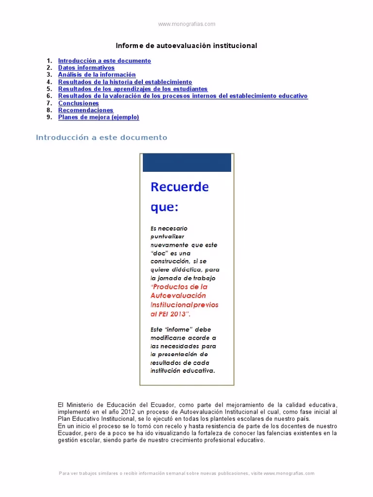 ¿Qué es un informe de autoevaluación?