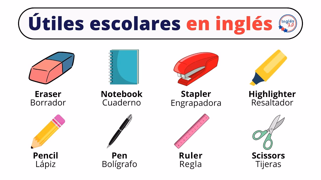 ¿Cuáles son 20 nombres de útiles escolares en inglés?