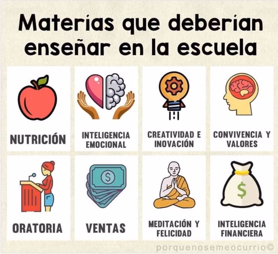 ¿Cuáles son las 12 materias del colegio?