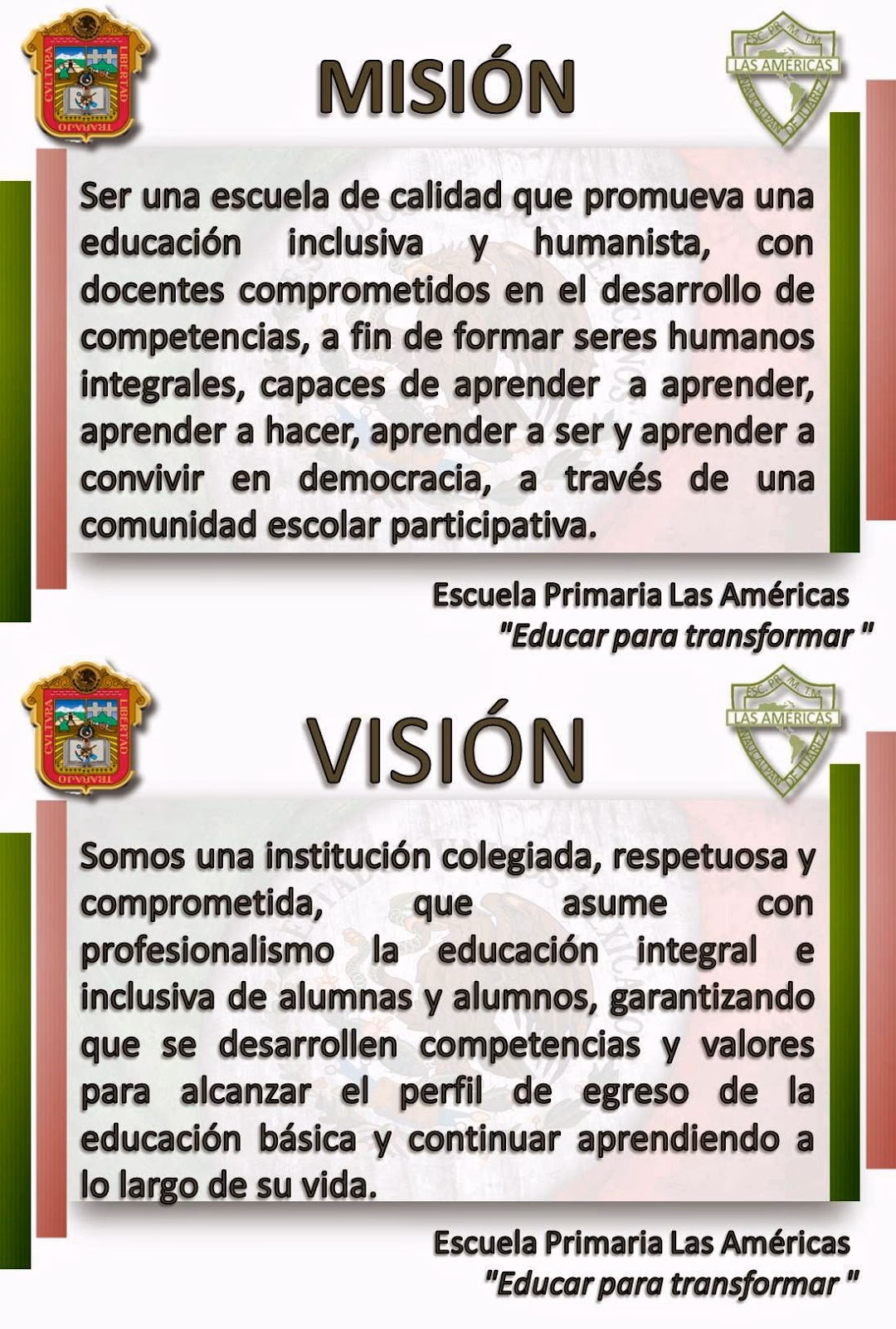 ¿Cuál es la visión de una escuela primaria?