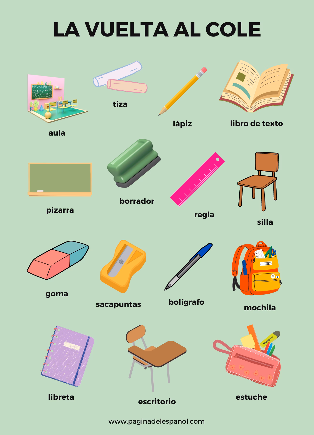 ¿Cuáles son las palabras relacionadas con la escuela?